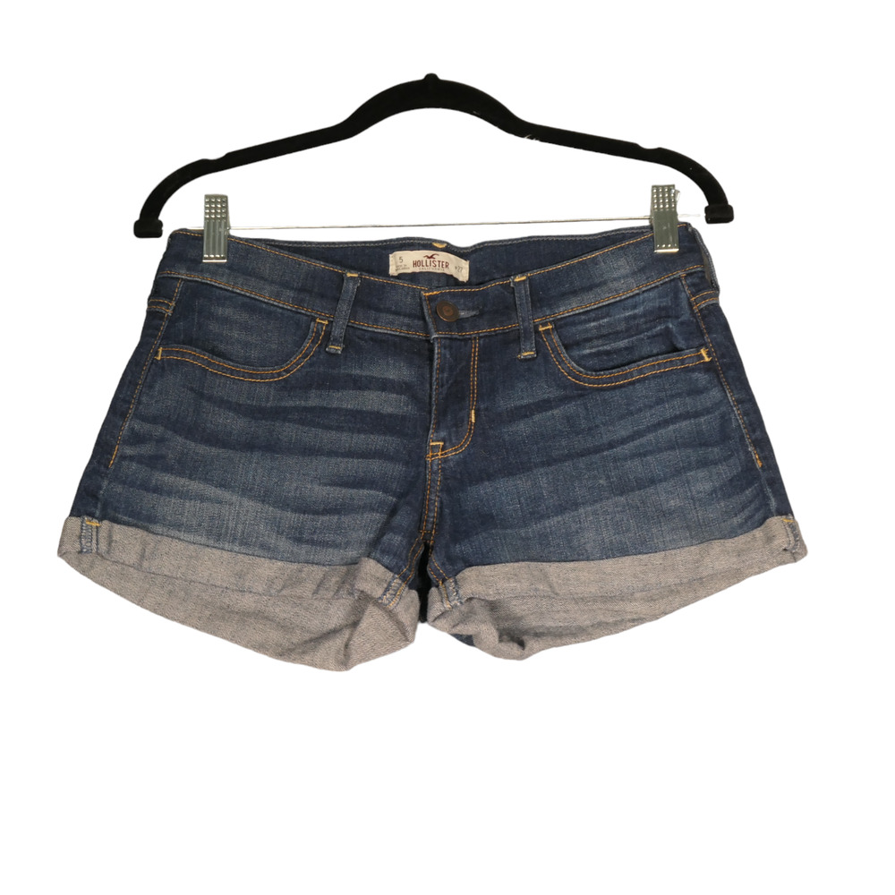 Hollister Jean Shorts Womens 27 Blue Pockets Denim Cuffed Distressed Casual - Picture 2 of 11